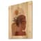 Designart - Abstract Tropical Palm Leaf & Pretty Girl Portrait - Modern Print on Natural Pine Wood
